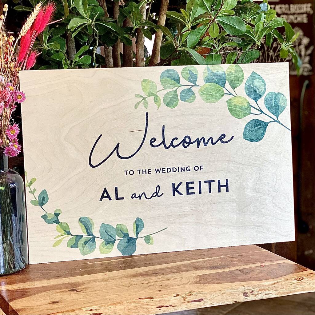 Personalised Eucalyptus Welcome Wedding Sign