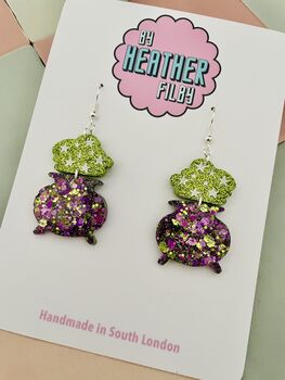 Cauldron Glitter Resin Earrings, 3 of 5