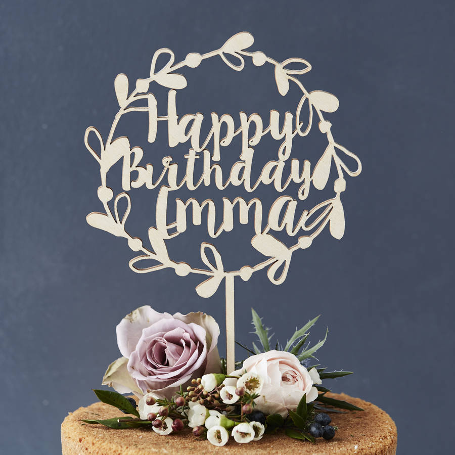 Personalised Floral Birthday Wooden Cake Topper, 1 of 5
