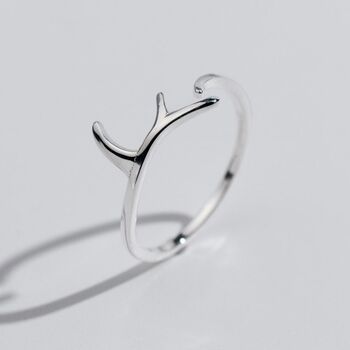 Sterling Silver Adjustable Deer Antler Ring, 3 of 4