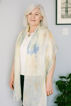 100% Mulberry Silk Scarf, Pastel Yellow, 9 of 9