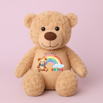 Personalised Hello World Rainbow Large Bear, 6 of 7