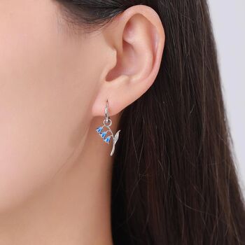 Sterling Silver Bluebell Flower Huggie Hoop Earrings With Enamel, 6 of 10