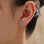 Asymmetric Blue Hydrangea Flower Cz Stud Earrings, thumbnail 8 of 12
