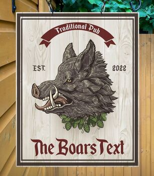 Boars Head Personalised Home Pub Sign Man Cave Sign, 6 of 8