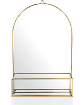 Gold Hanging Wall Mounted Glass Mirror With Shelf, 3 of 7