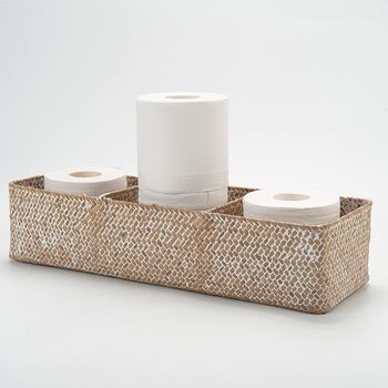 Three Sections Woven Storage Basket Seagrass Basket, 2 of 8