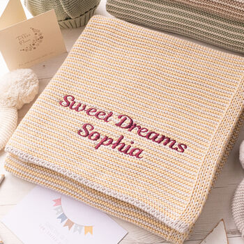 Baby Unisex Mini Stripe Yellow And Grey Baby Blanket, 3 of 7