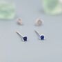 Extra Tiny 2mm Sapphire Blue Cz Stud Earrings, thumbnail 4 of 11