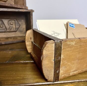 Vintage Brick Mould Wooden Storage Box, 3 of 6
