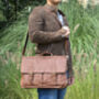 Worn Look Genuine Leather Briefcase Laptop Bag, thumbnail 2 of 9
