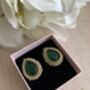 Emerald Green Gold Pearl Stud Earrings, thumbnail 4 of 7