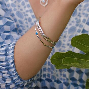 Dainty Silver Trio Of Opals Bangle, 8 of 8