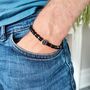 Men's Compass Bead Adjustable Black Agate Bracelet, thumbnail 2 of 5