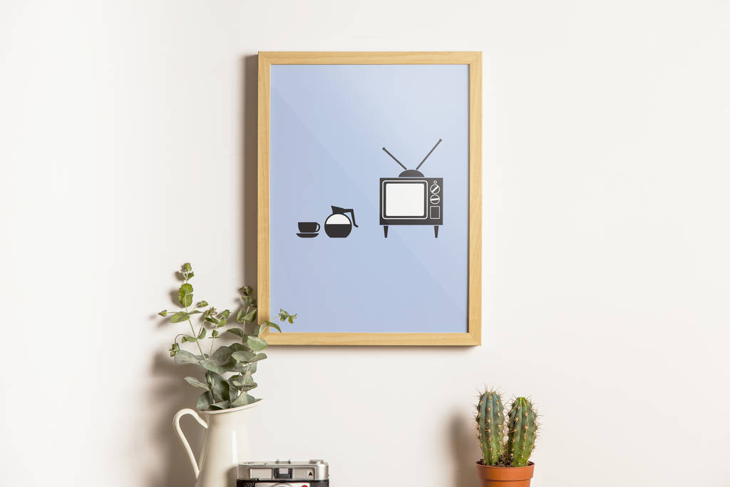 coffee and tv print by quite literally