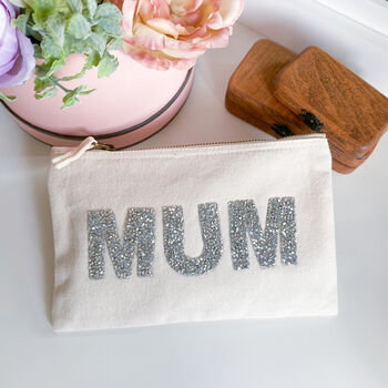 Mum Makeup Bag With Silver Rhinestone Letters, 7 of 9