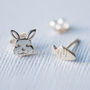 Rabbit And Carrot Silver Mismatched Stud Earrings, thumbnail 2 of 8