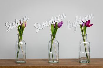 Silver Wooden Script Table Numbers For Wedding Parties, 3 of 4