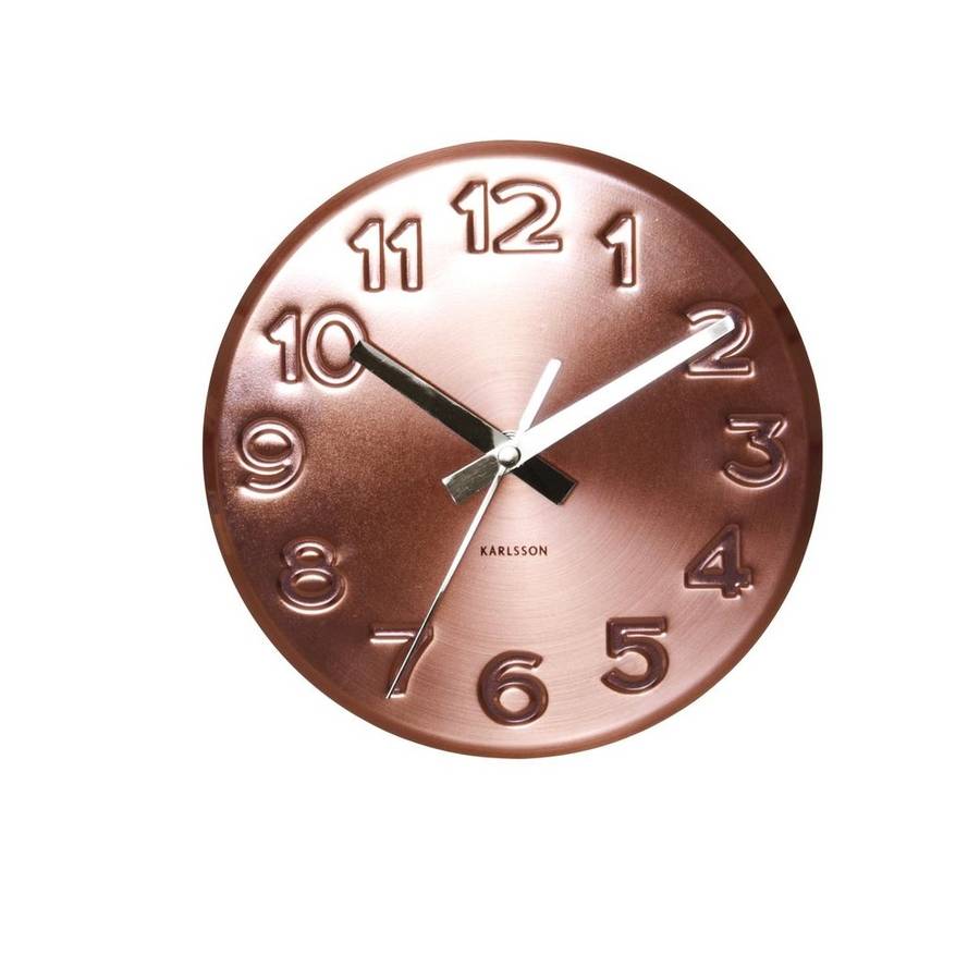copper wall clock by the contemporary home