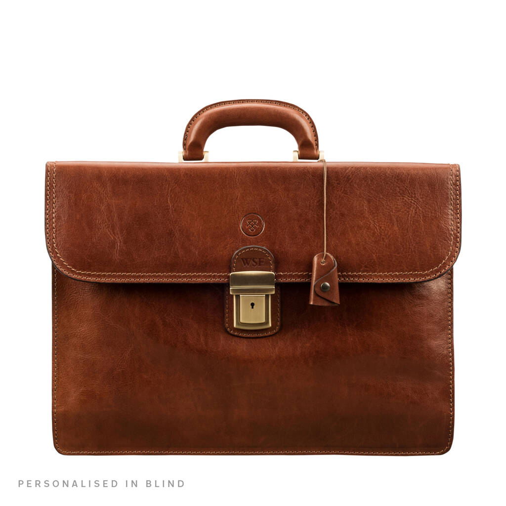 Personalised Men's Classic Leather Briefcase 'Paolo2' By Maxwell Scott ...