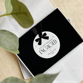 First Christmas Engaged Personalised Christmas Bauble, 7 of 10