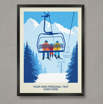 Personalised Ski Family Of Three Art Poster, 3 of 6