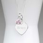 Engraved Silver Heart Necklace With Birthstone, thumbnail 3 of 6