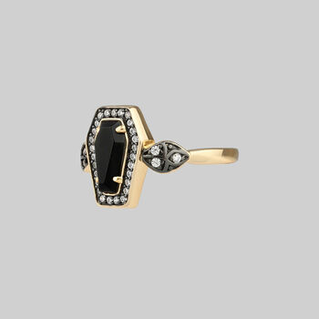Black Onyx Coffin Ring In Silver Or Gold, 5 of 7