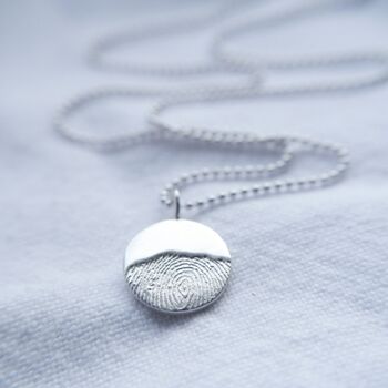 Recycled Silver Moonrise Fingerprint Charm Necklace, 3 of 8