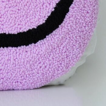 Vibrant Lilac Smiley Punch Needle Cushion, 4 of 4