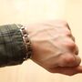 Algarve Engraved Stainless Steel And Walnut Bracelet, thumbnail 1 of 7