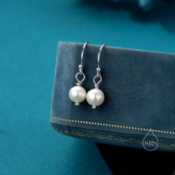 Sterling Silver Freshwater Pearl Drop Hook Earrings, 3 of 12