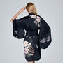 Silk Kimono Dressing Gown Fleur Japonaise Midnight Blue, thumbnail 4 of 10