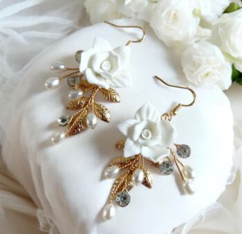 White Flower Bridal Earrings, 5 of 5