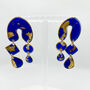 Royal Blue And Gold Foil Abstract Statement Earrings, thumbnail 7 of 9