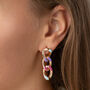 Rainbow Coloured Chunky Cuban Chain Earrings, thumbnail 5 of 6