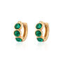 Malachite Cabochon Huggie Hoop Earrings, thumbnail 1 of 6