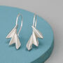 Sterling Silver Drop Earrings. Geometric Fan Shape, thumbnail 6 of 8