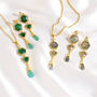 Green Gemstone Onyx Earrings Semi Precious Cz, thumbnail 3 of 4