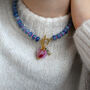 Blue And Pink Gingham Toggle Necklace, thumbnail 2 of 4