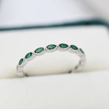 Emerald Marquise Cz Infinity Ring In Sterling Silver, 6 of 11