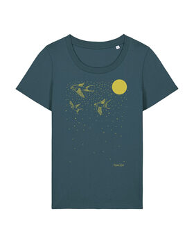 Organic Womens Migrate Swallow T Shirt, 3 of 3