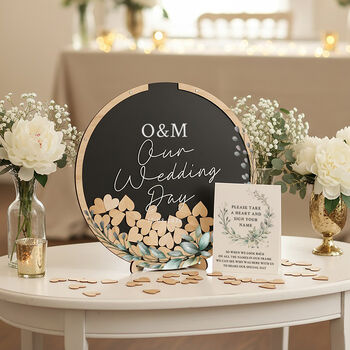 Botanical Wreath Wedding Drop Frame Guest Book Alternative, 3 of 4