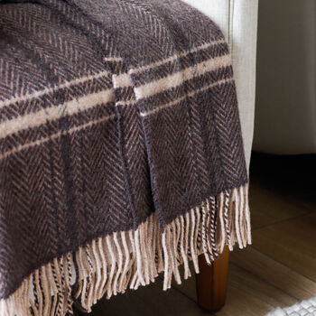 Brown And Beige Merino And Cashmere Wool Throw, 2 of 3