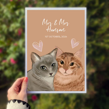 Personalised Purrfect Wedding Print For Cat Lovers, 3 of 4