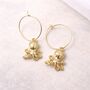 Gold Plated Hoop Earrings With Octopus Charms, thumbnail 1 of 2