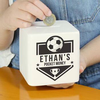 Personalised Football Badge Money Box, 2 of 6