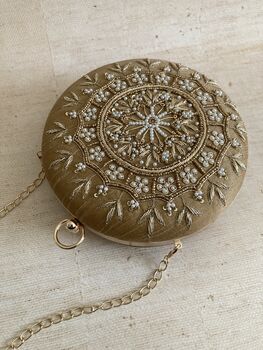 Gold Handcrafted Mandala Design Bangle Clutch, 8 of 10