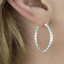 Textured Oval Hoop Earrings Sterling Silver, thumbnail 1 of 3