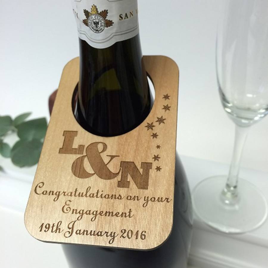 personalised engagement wine bottle label by hickory dickory designs
